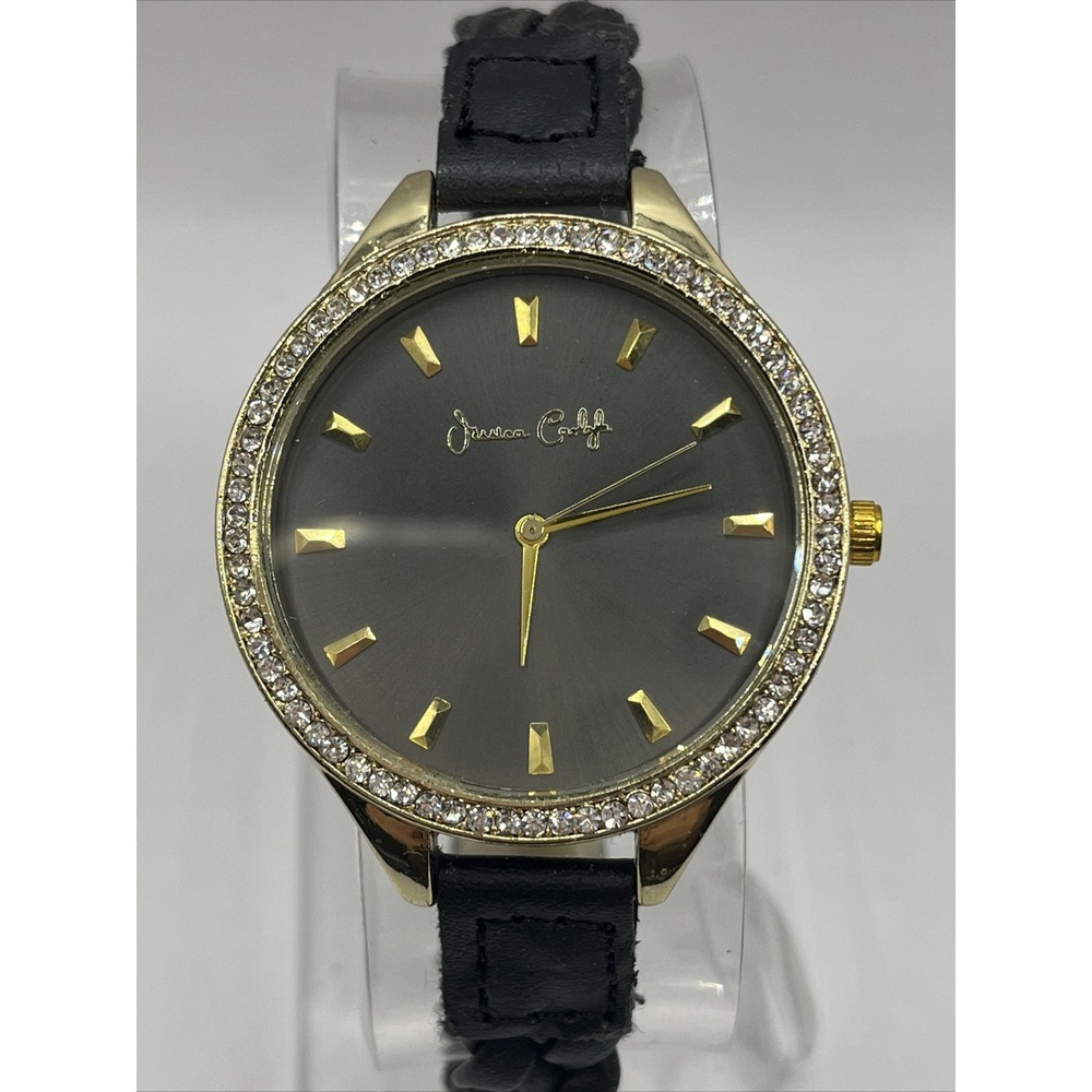 Jessica Carlyle Women's Quartz Watch Gold Rhinestone Bezel- New Battery
